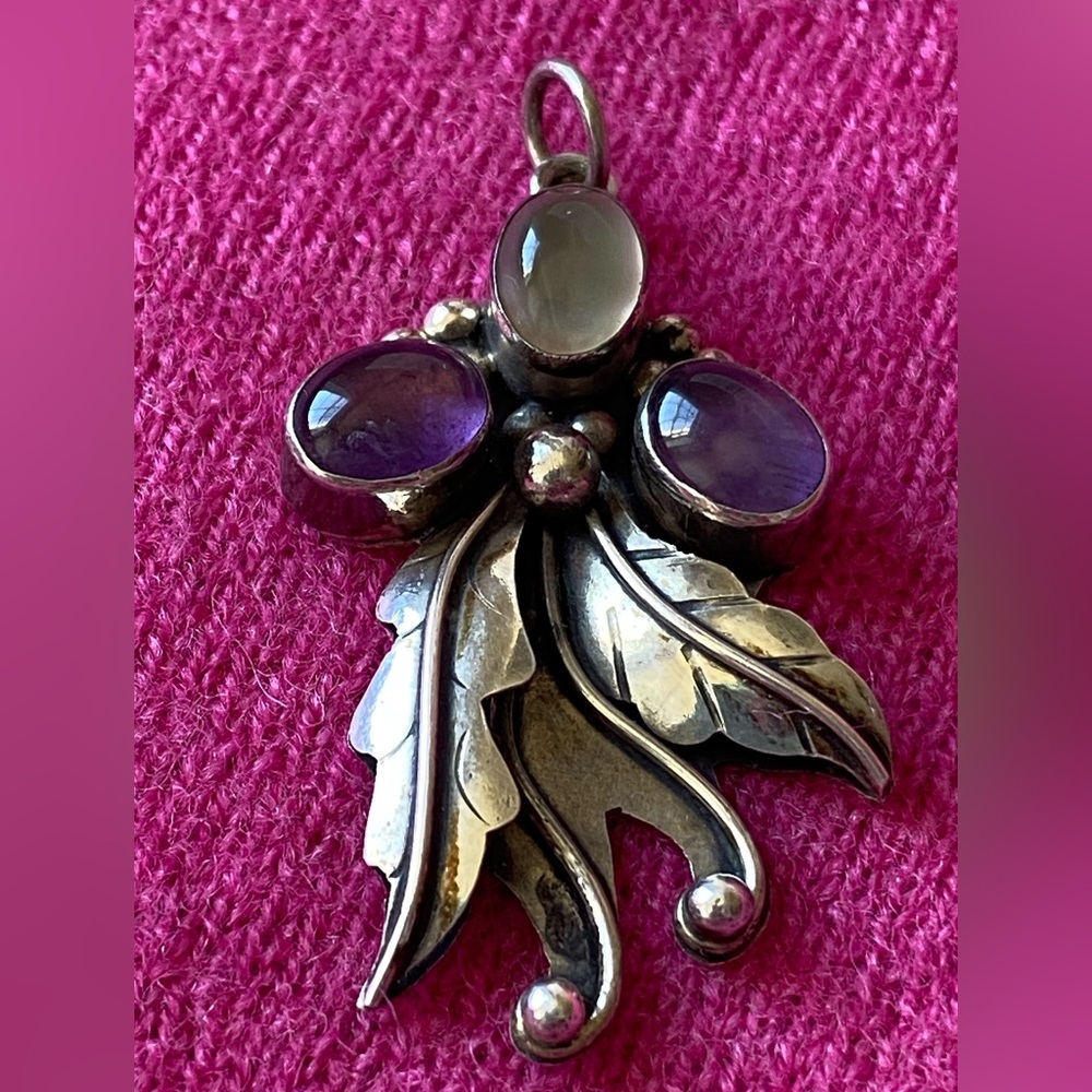 Vintage Sterling Silver 925 Amethyst/Moonstone Pendant